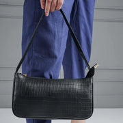 Moda Croc-Embossed Bag - Black