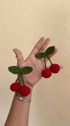 Pair of 2 Crochet Cherry