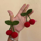 Pair of 2 Crochet Cherry